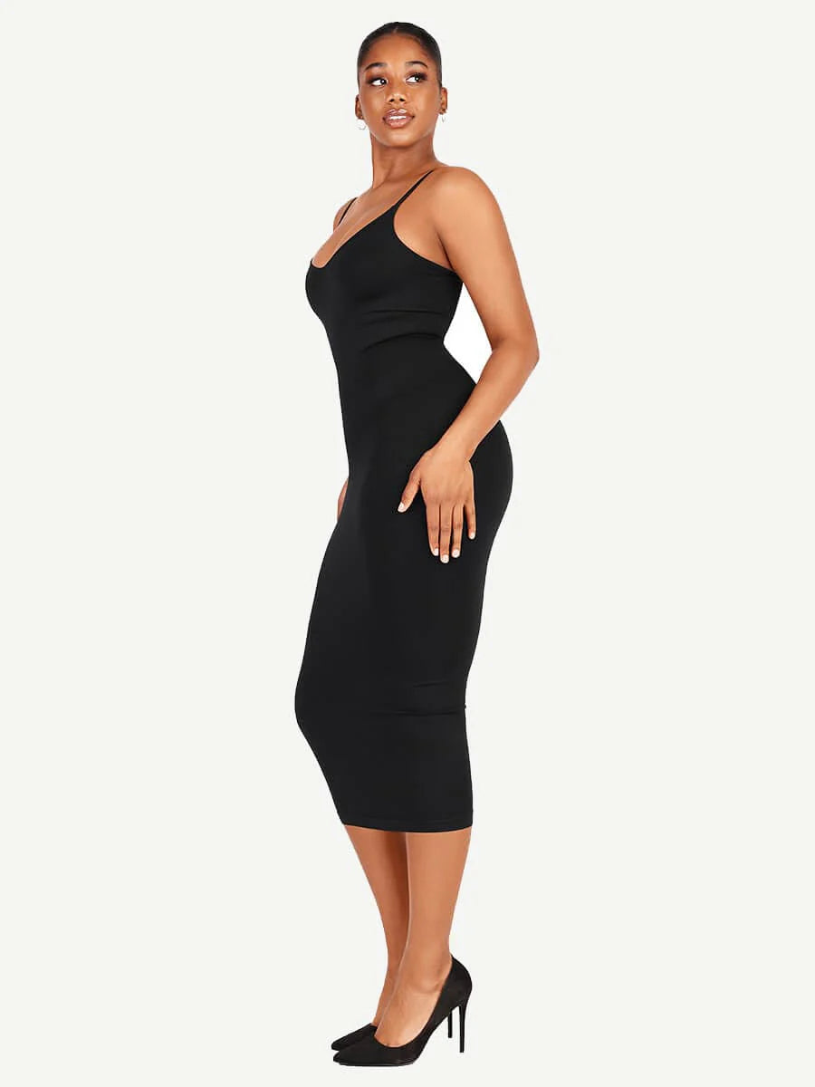 Robe gainante écoresponsable – Bretelles fines, ventre plat, effet sculptant sans couture